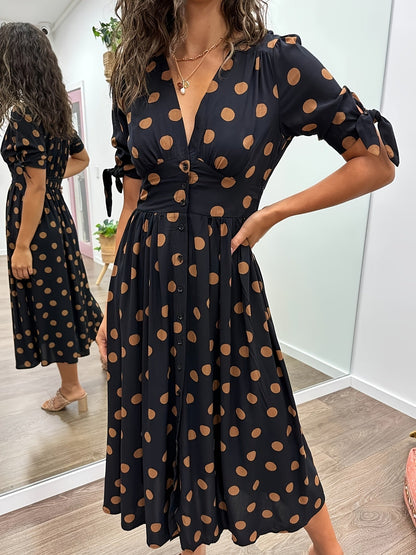 Women's Polka Dot Midi Dress - VibreMode