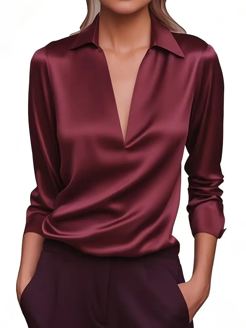 Luxury Soft V-Neck Satin Top