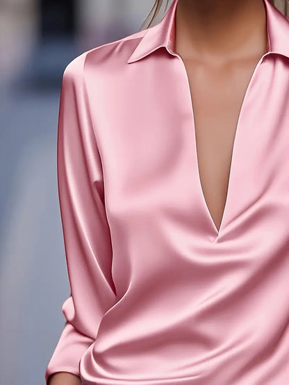 Luxury Soft V-Neck Satin Top