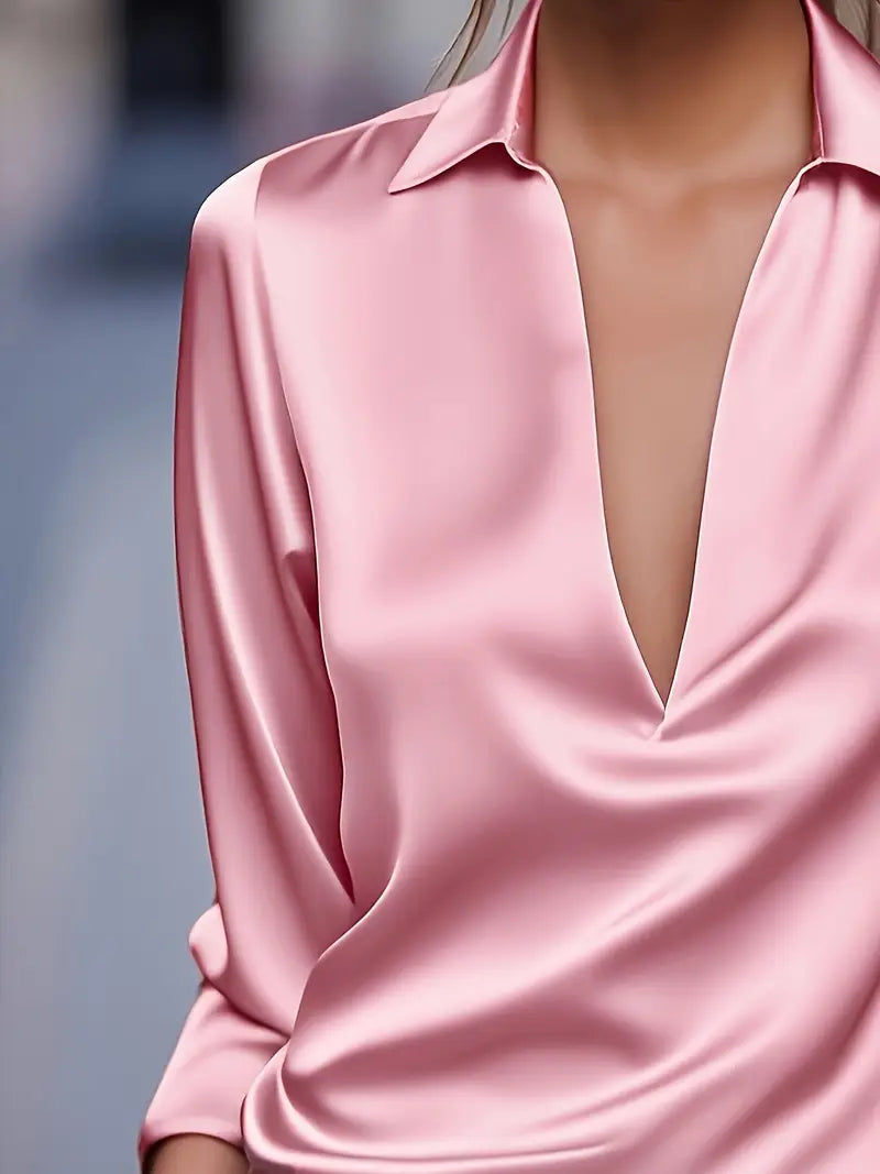 Women's Long Sleeve Blouse Draped Neck