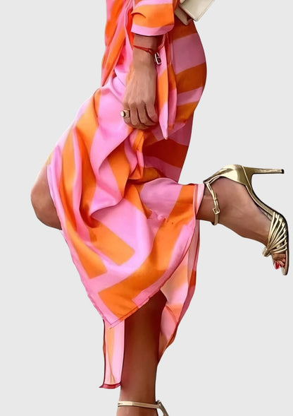 Casual Striped Midi Wrap Dress for Women