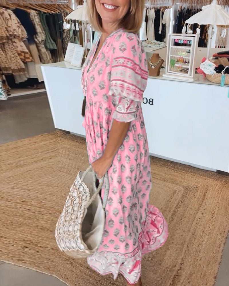 Women's Boho Midi Tassel Dress