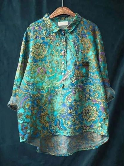 Pretty Floral Pocket Blouse for Women