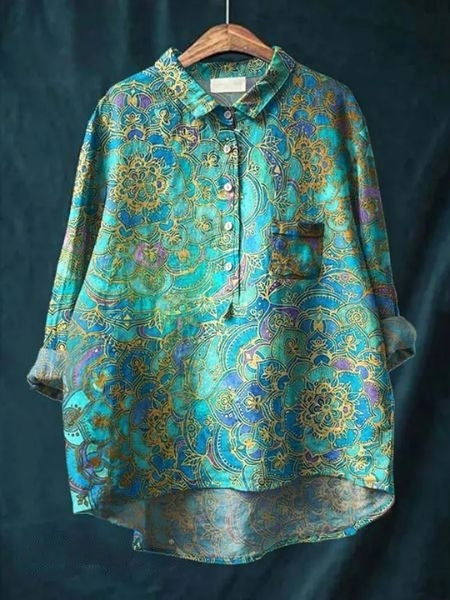 Women's Floral Print Blouse Button Front