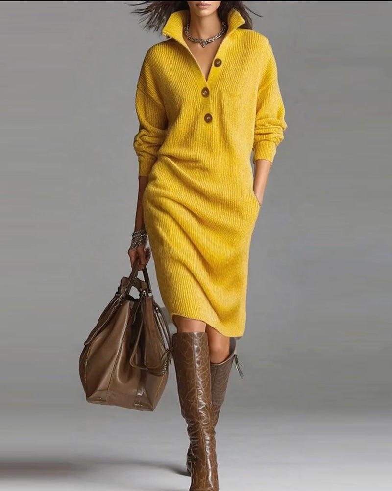 Classic Crew Neck Knit Dress - VibreMode