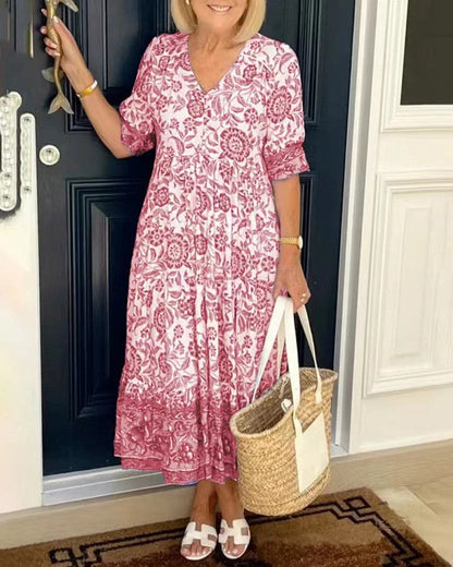 Trendy Low Neck Short Sleeve Summer Dress
