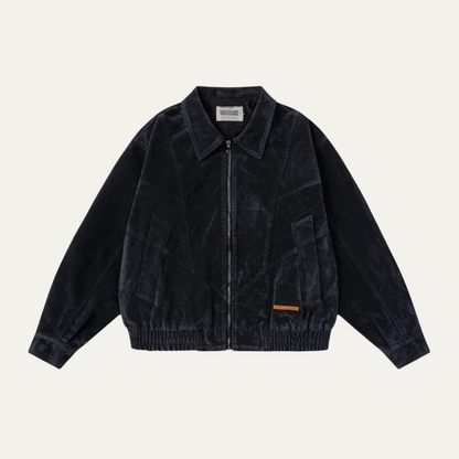 Men's Suede Bomber Jacket Zip Up Retro Style