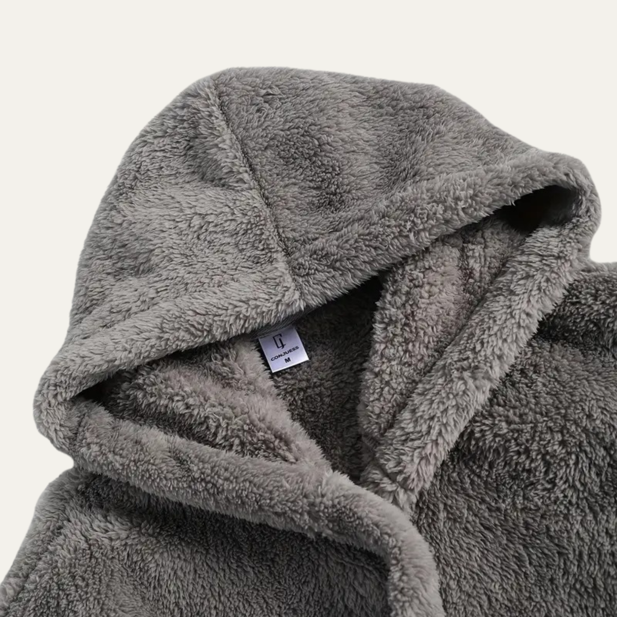 Men's Gray Fleece Hooded Bathrobe