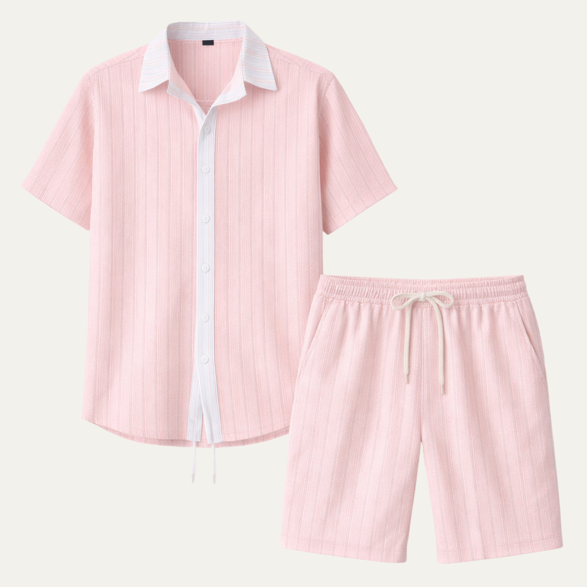 Men's Short Sleeve Shirt And Shorts Set Breathable - VibreMode