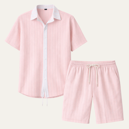 Men's Short Sleeve Shirt And Shorts Set Breathable - VibreMode