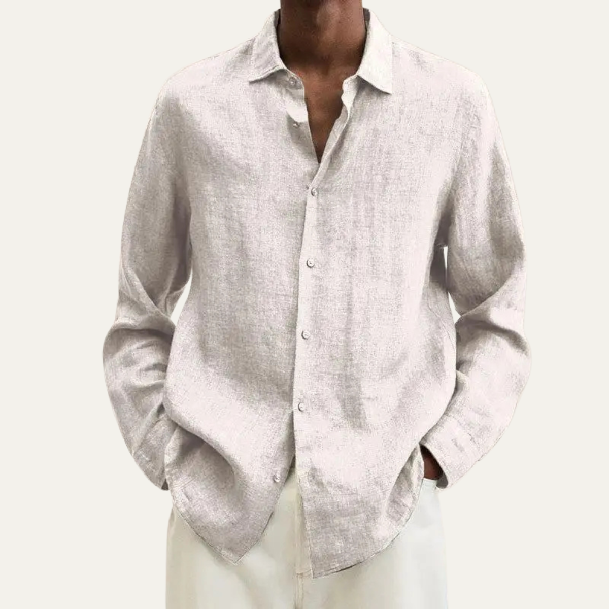 Men's Linen Cotton Shirt Lightweight Turn Down Collar