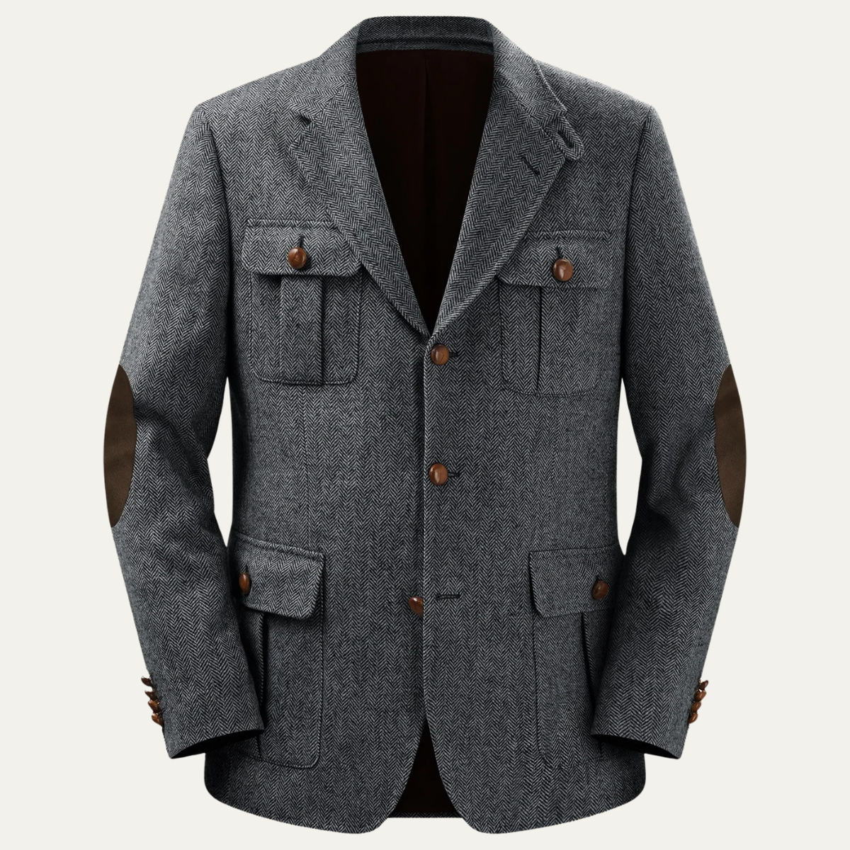 Men's Tweed Blazer Jacket Elbow Patches - VibreMode