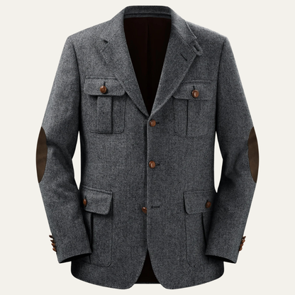 Men's Tweed Blazer Jacket Elbow Patches - VibreMode