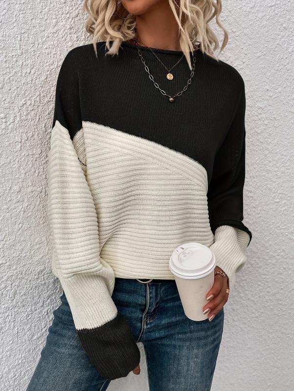 Comfortable Multicolor Knit Crew Neck Sweater - VibreMode