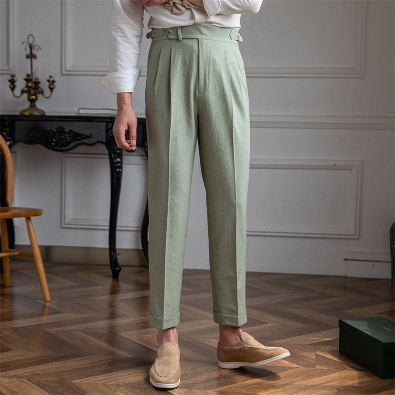 Men's Pleated Cropped Pants - VibreMode