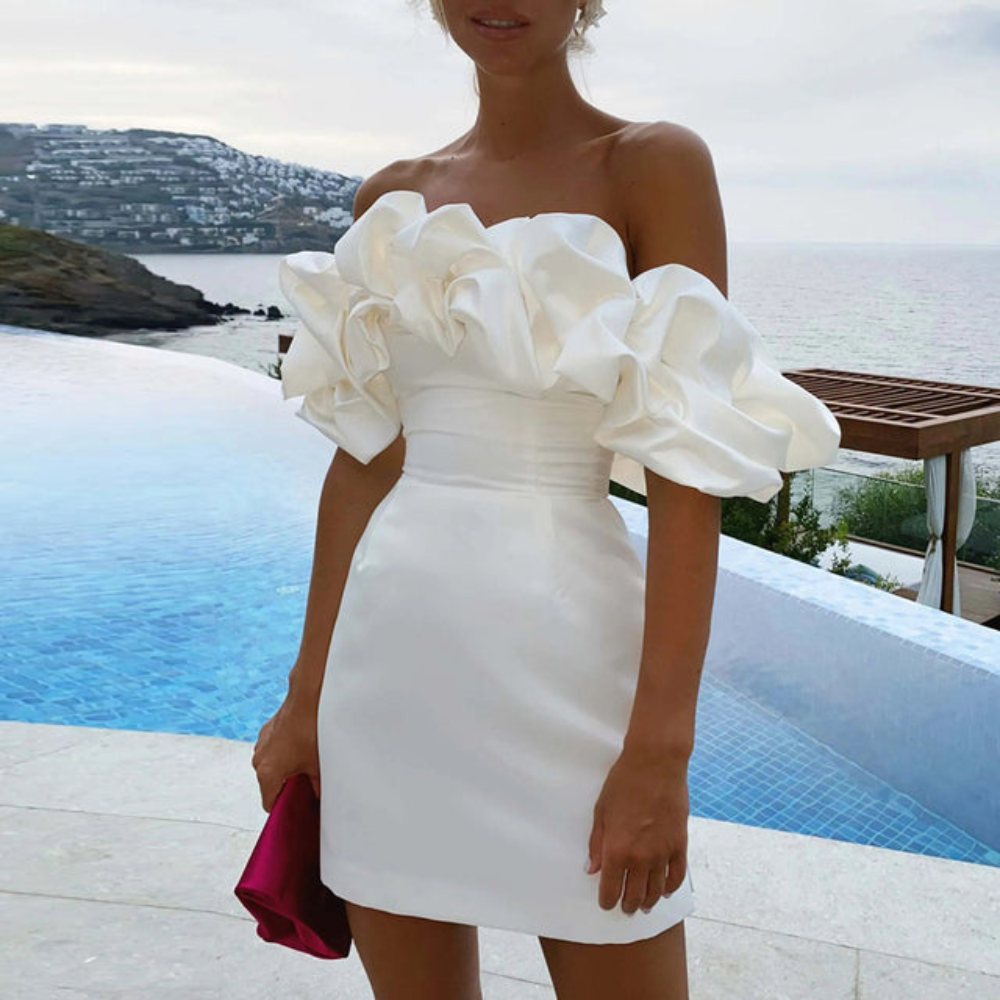 Elegant Ladies Ruffled Party Mini Dress - VibreMode