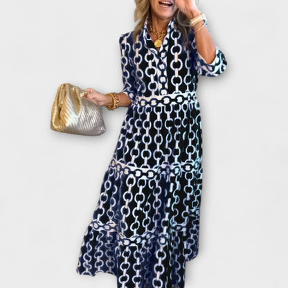 Casual Chain Print Mid Length Dress