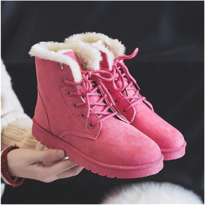 Women's Ankle Boots Lace-Up Cozy Warm Lining Non-Slip Sole Brown