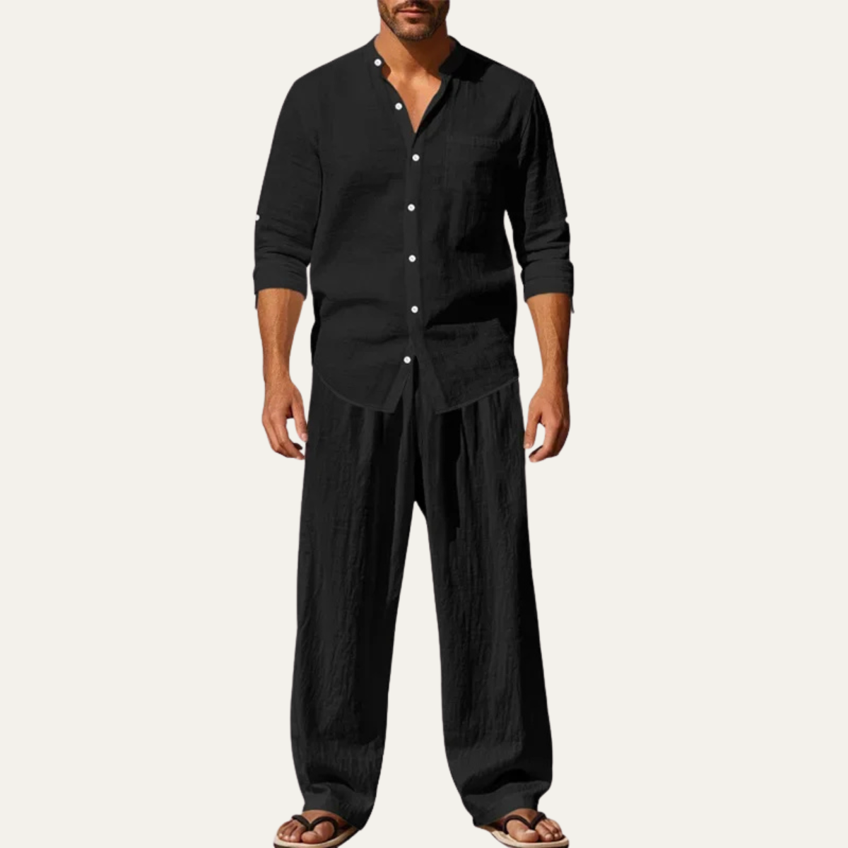 Mens Casual Linen Shirt And Pants Set