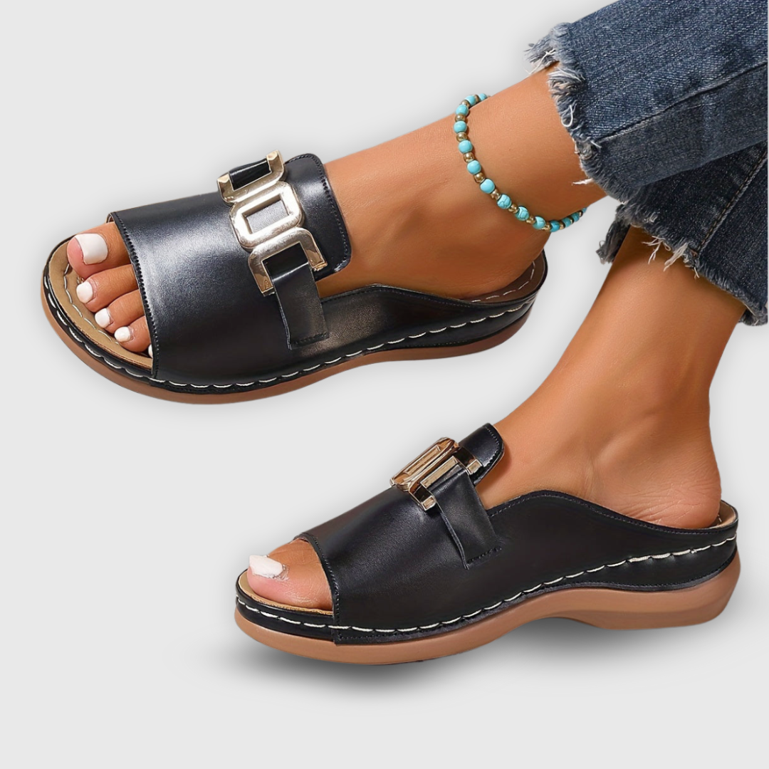 Pretty Floral Platform Slide Sandals