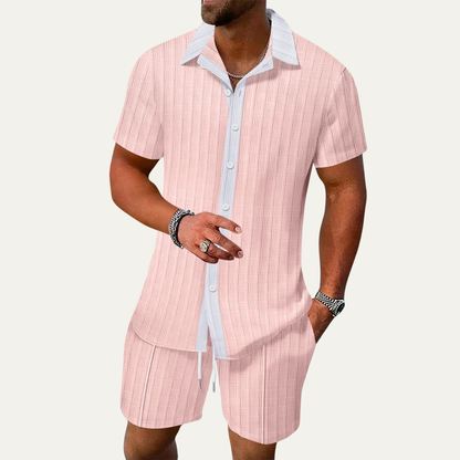 Men's Short Sleeve Shirt And Shorts Set Breathable