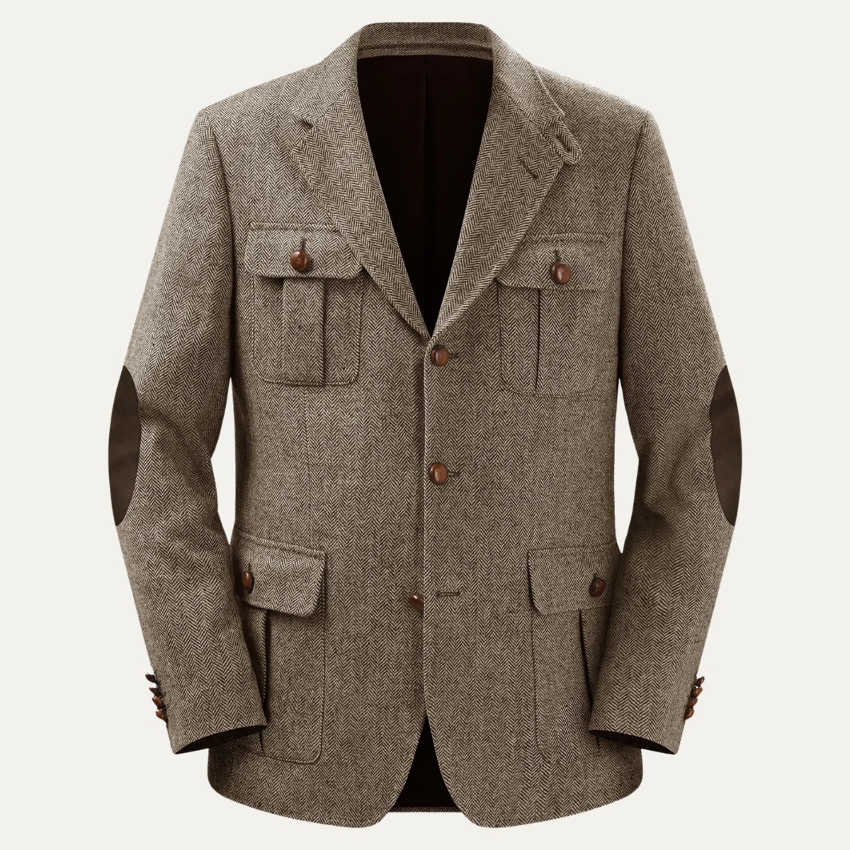 Men's Tweed Blazer Jacket Elbow Patches