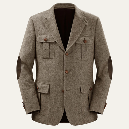 Men's Tweed Blazer Jacket Elbow Patches