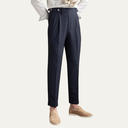 Men's Slim Fit Pleated Dress Pants High Waist