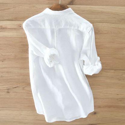 Men's Linen Casual Button Up Shirt Italian Style