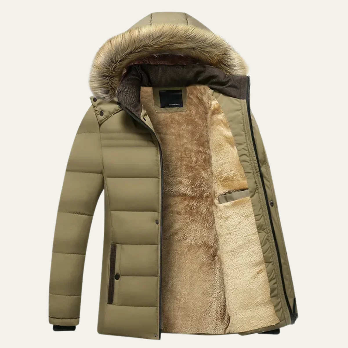 Mens Winter Hooded Jacket Warm Fur Collar