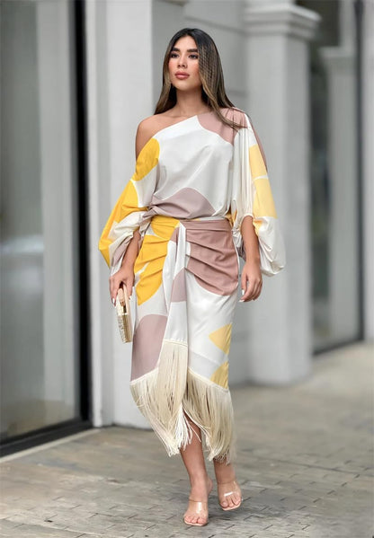 Women's Printed Two Piece Set Elegant Design