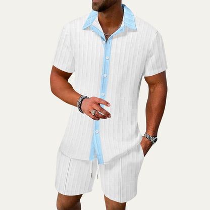 Men's Short Sleeve Shirt And Shorts Set Breathable
