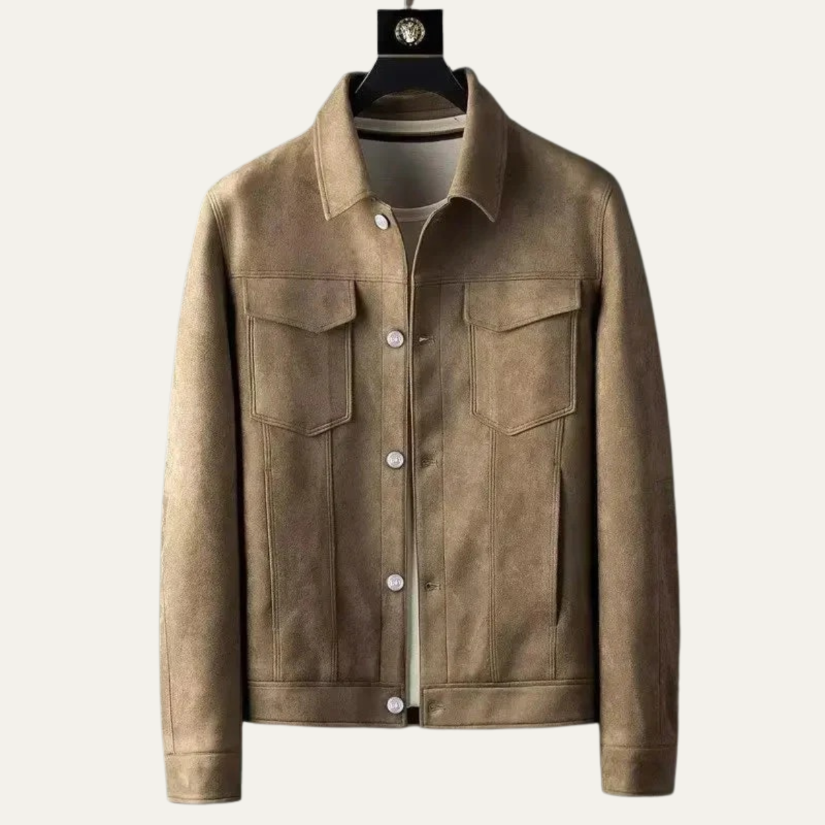 Men's Suede Jacket Button Up Casual Brown