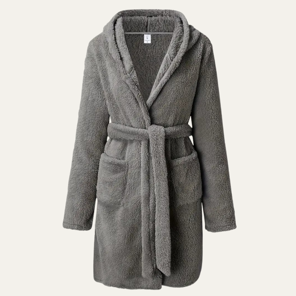 Men's Gray Fleece Hooded Bathrobe - VibreMode