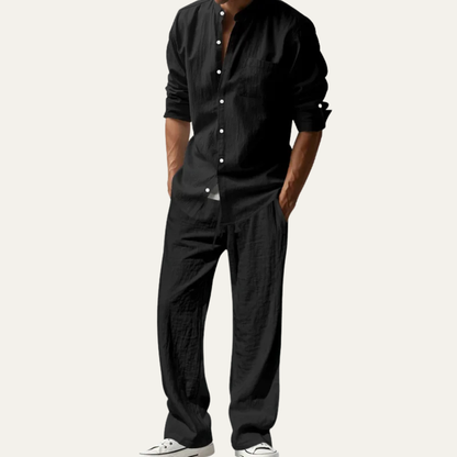 Mens Casual Linen Shirt And Pants Set