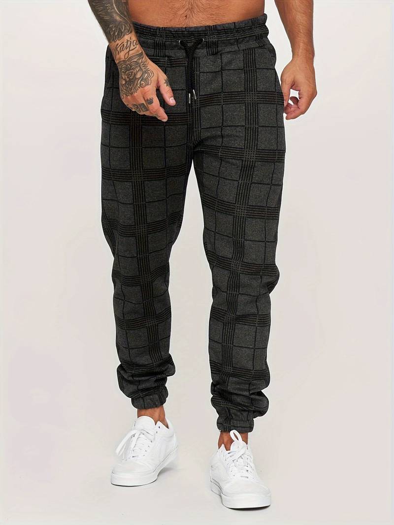 Men's Slim Fit Checkered Joggers - VibreMode
