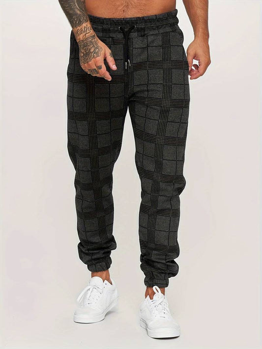 Men's Slim Fit Checkered Joggers - VibreMode