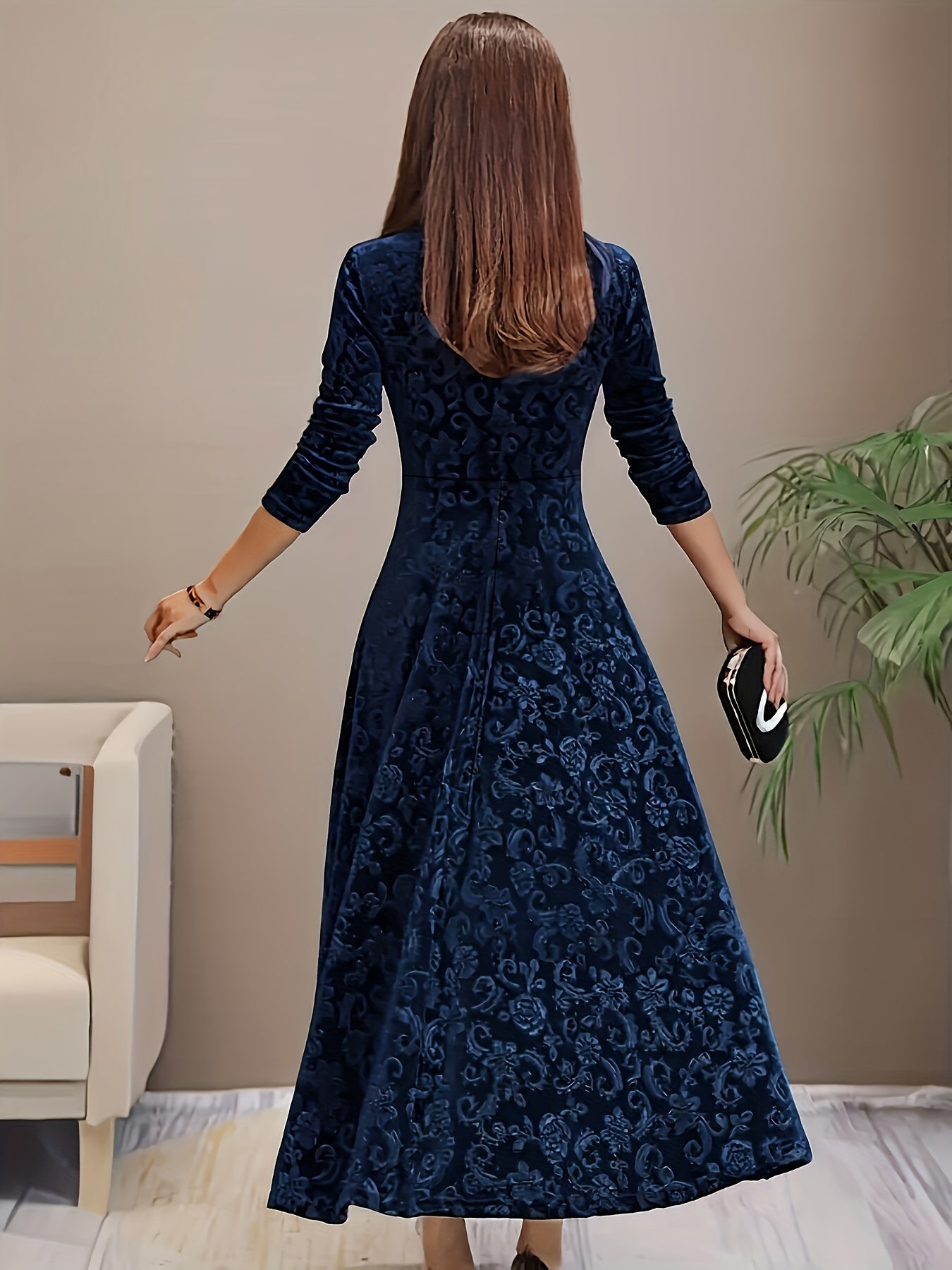 Warm Women's Long Sleeve Winter Maxi Dress