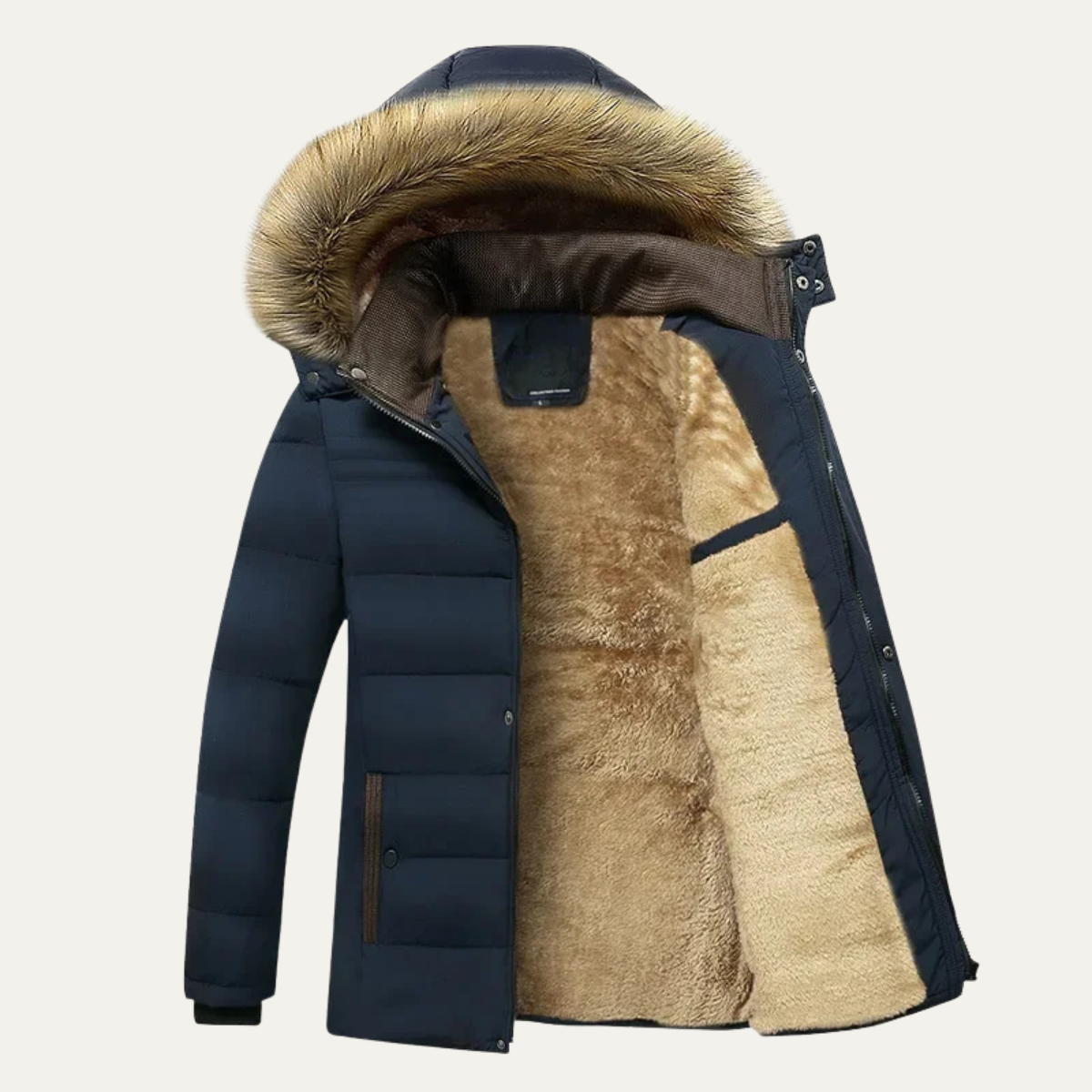 Mens Winter Hooded Jacket Warm Fur Collar