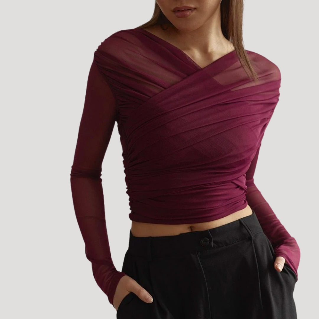 Lightweight Women's Pastel Blouse Long Sleeve Top