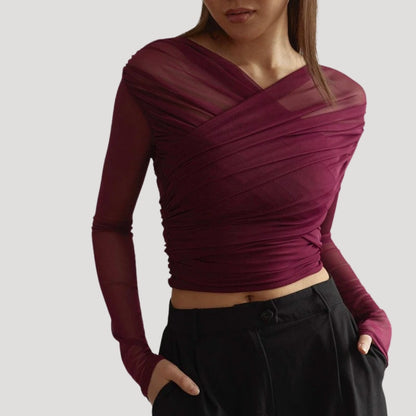 Lightweight Women's Pastel Blouse Long Sleeve Top