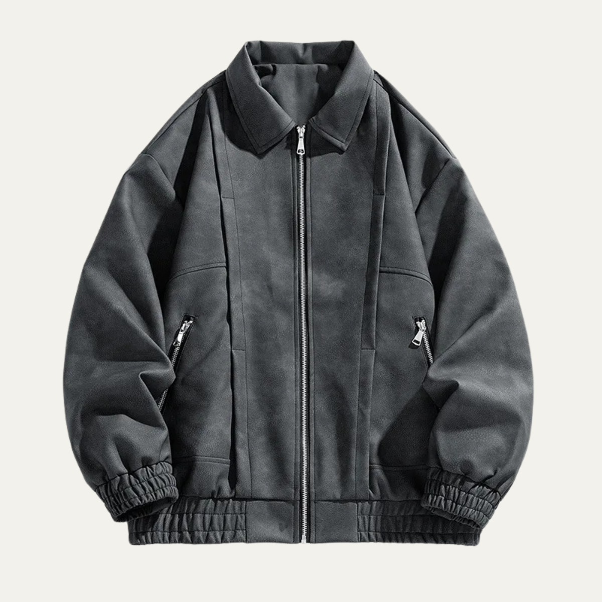 Men's Suede Bomber Jacket Lightweight Zip Up Brown - VibreMode