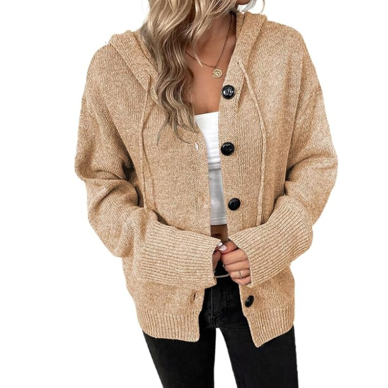 Women's Relaxed Fit Cardigan Soft Knit Beige