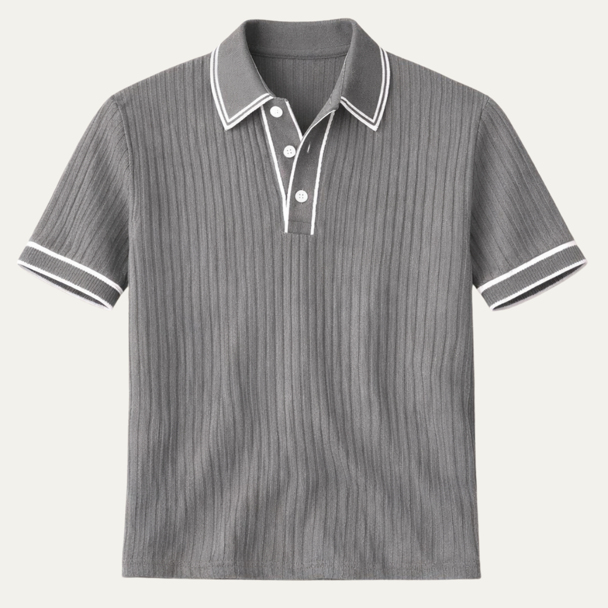 Mens Ribbed Polo Shirt Knit Business - VibreMode