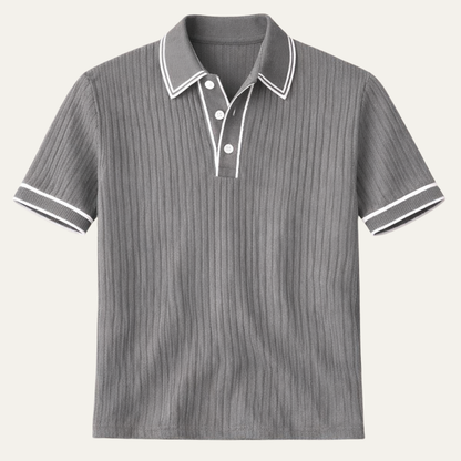 Mens Ribbed Polo Shirt Knit Business - VibreMode