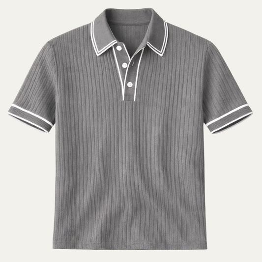 Mens Ribbed Polo Shirt Knit Business - VibreMode