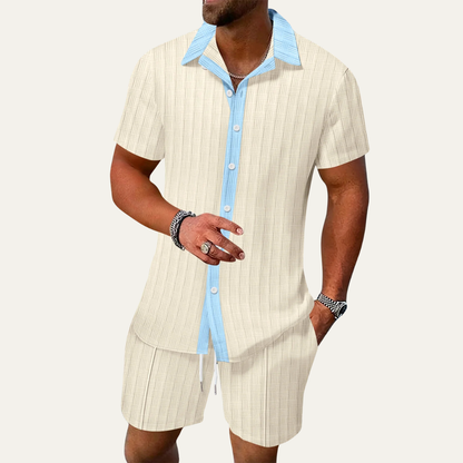 Men's Short Sleeve Shirt And Shorts Set Breathable