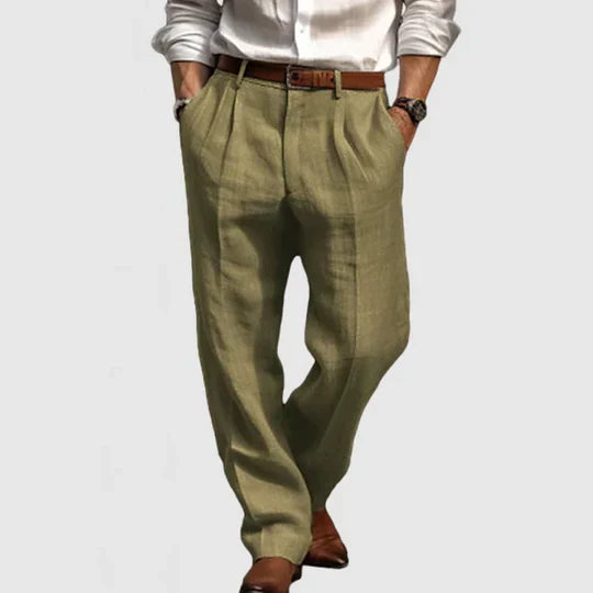 Men's Cotton Linen Casual Trousers Relaxed Fit