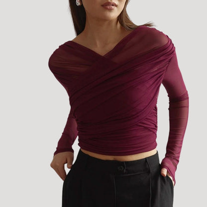 Lightweight Women's Pastel Blouse Long Sleeve Top