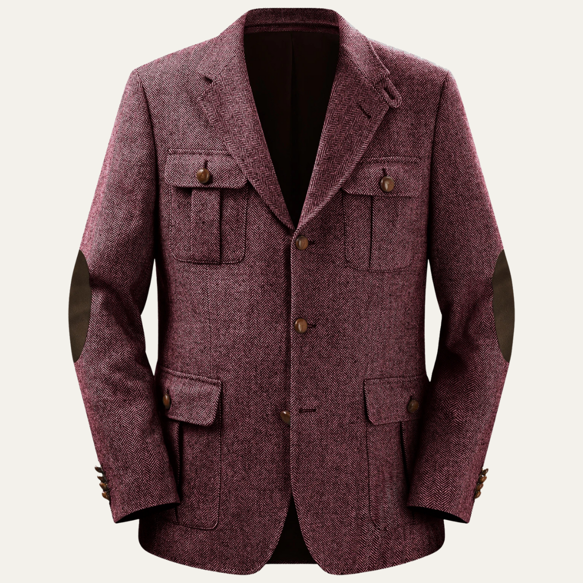 Men's Tweed Blazer Jacket Elbow Patches